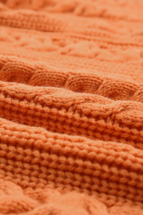 Orange Cable Knit Cardigan