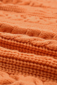 Pumpkin Orange Cable Knit Cardigan