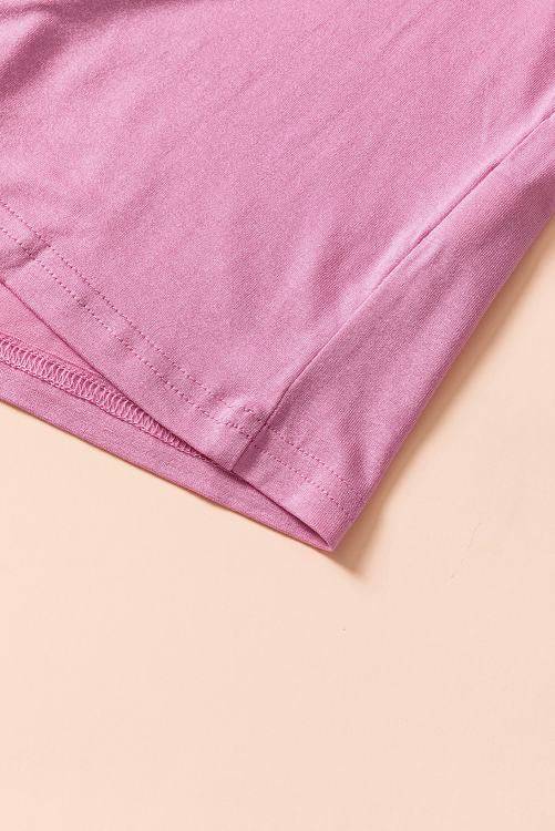Girls Pink Striped Leopard Print Color Block Knit Tee