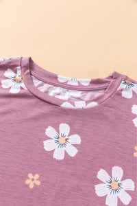 Rosy Pink Daisy Print T-shirt