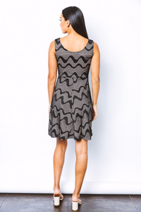 Black and Charcoal Rounded Chevron Tank Dress