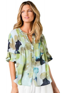 Spring Green Flounced Short Sleeve Blouse