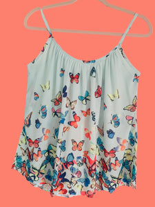 Hint of Green Butterfly Strappy Tank