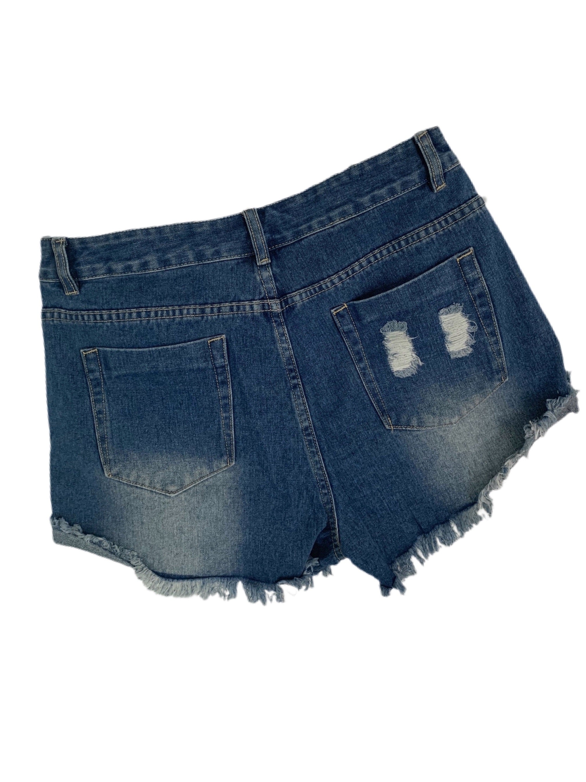 Silver Sequin Pocket Denim Shorts