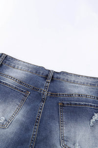 Blue Daisy Patches Stretch Denim Jeans