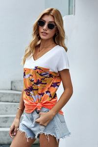 Orange Camo Color Block Tee