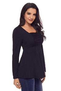 This tunic tops is featured in a lovely fit-and-flare silhouette with long sleeves. Square neckline with ruched breast details makes more sexy and eye-popping! Empire bustline and swingy hemline perfectly combined, simple but sexy. Made from soft quality fabric in solid color. It is a all-matching style great to wear with legging, jeans...