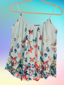 Hint of Green Butterfly Strappy Tank