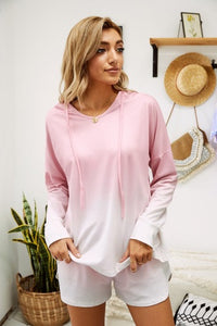 Pink Gradient Hoodie Shorts Lounge Set