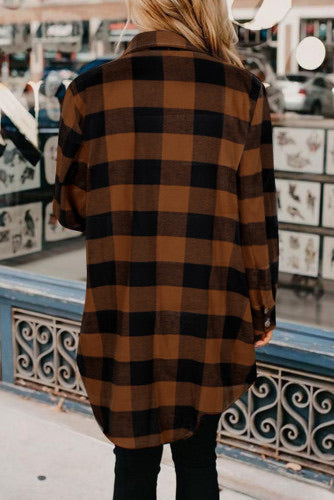 •This longline shirt coat is very figure flattering   •It can lay over any t-shirt or cami to create a trendy street style  •This plaid pattern is classic yet fashionable  •The elegant turn-down collar looks very formal and modest  •Nice   Runs according to size chart 
