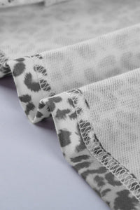Beige Leopard Splicing Long Sleeve Knit Top