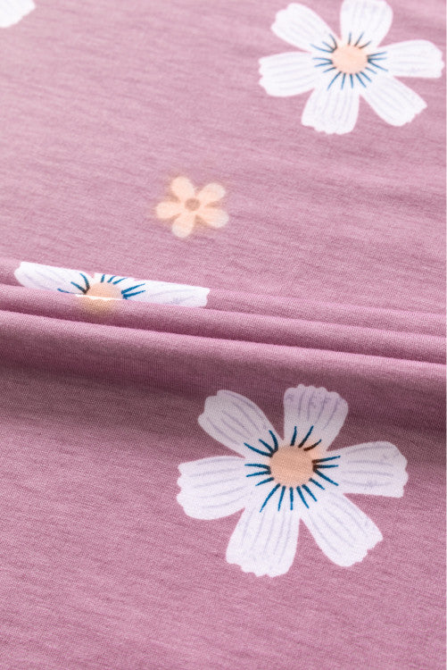 Rosy Pink Daisy Print T-shirt