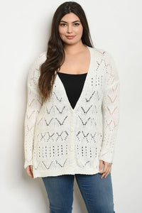 Cream Plus Size Button Up Cardigan