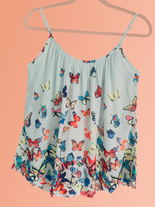 Hint of Green Butterfly Strappy Tank