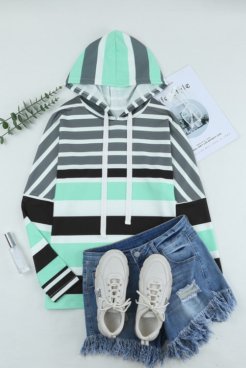 Mint Black Striped Lightweight Hoodie