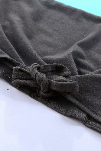 Gray Green Black Colorblock Tie Hem T-shirt