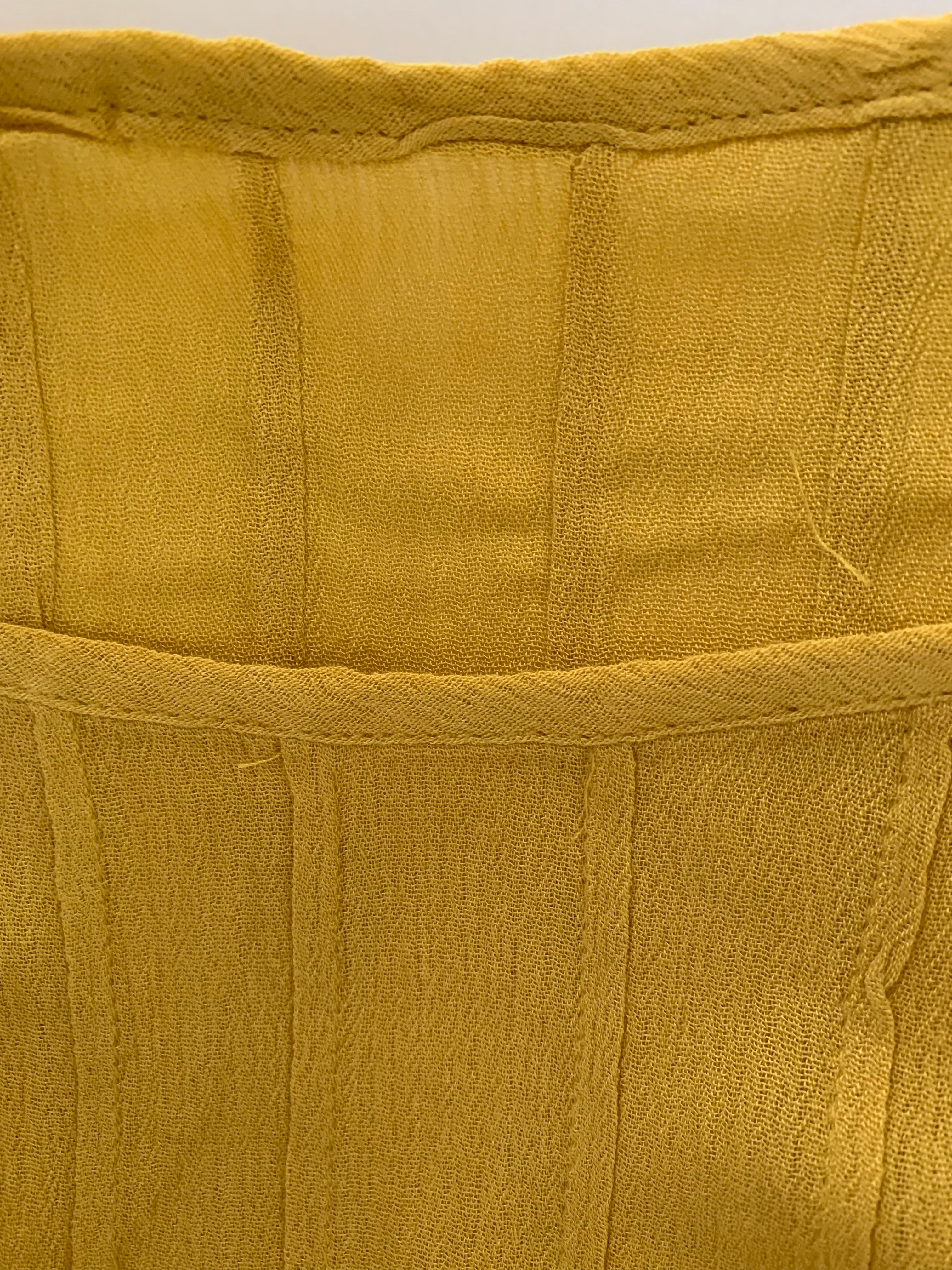 Mustard Yellow Pintuck Quarter Sleeve Top