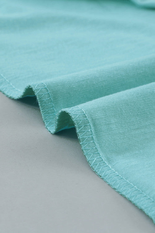 Mint Green Lace Trim V-Neck Cap Sleeve Tee
