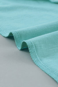 Mint Green Lace Trim V-Neck Cap Sleeve Tee