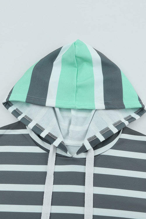 Mint Black Striped Lightweight Hoodie