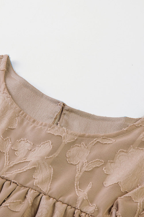 Light Brown Textured Bell Sleeve Blouse