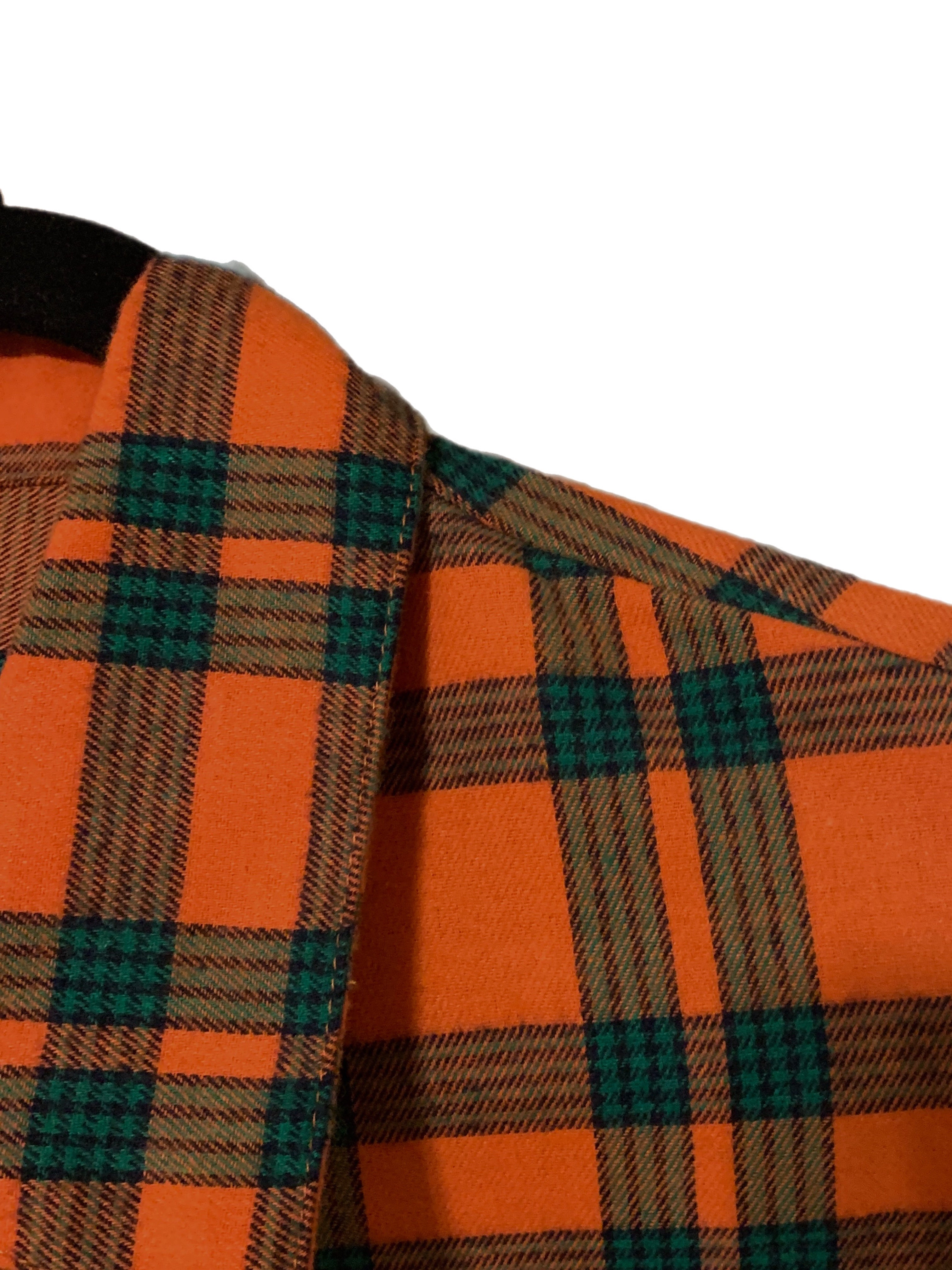 Green & Orange Plaid Curvy Size Button Up Shirt