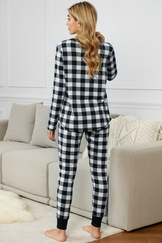 Black Plaid Pajama Lounge Set