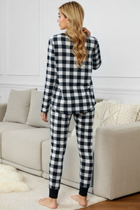 Black Plaid Pajama Lounge Set