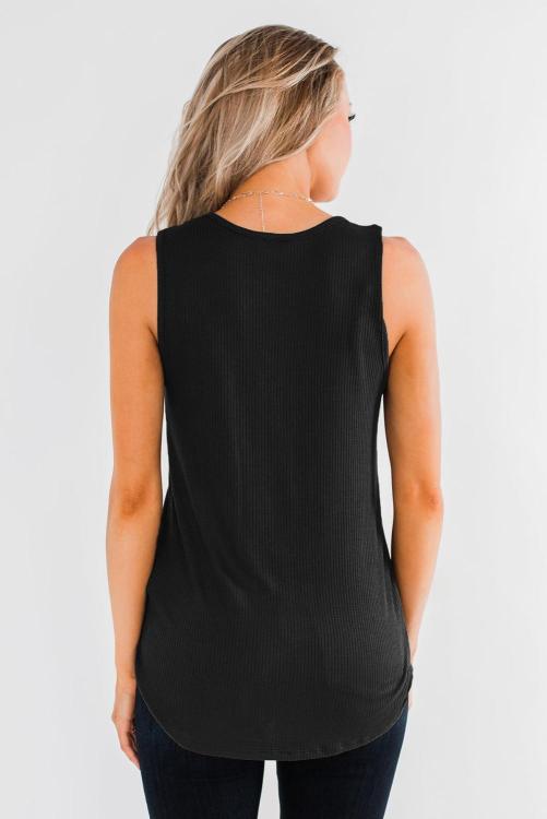 Silky Black V-Neck Sleeveless Top