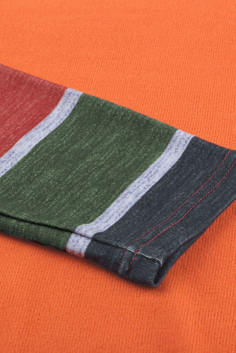 Orange and Green Striped Long Sleeve Shirt