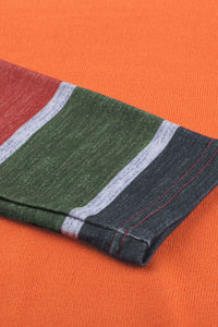 Orange and Green Striped Long Sleeve Shirt