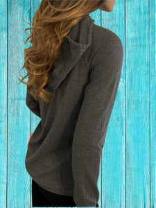 Allover Front Leopard Print Sequins Gray Hoodie