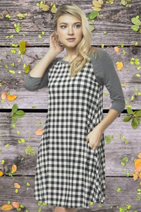 Black Gray Gingham Shift Dress With Pockets Final sale!