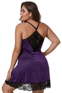 Plus Size Purple Venecia Chemise with Lace Trim