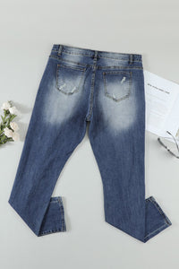 Blue Daisy Patches Stretch Denim Jeans