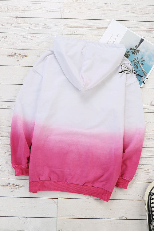 White and Pink Gradient Hoodie