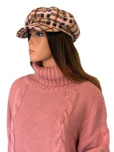 Rose Pink Chunky Cable Knit Sweater