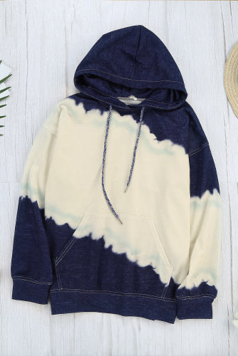 Navy/Cream Tie Dye Hooded Sweatshirt
