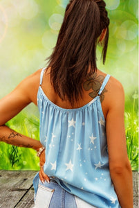 Stars In The Blue Sky Spaghetti Strap Tank Top