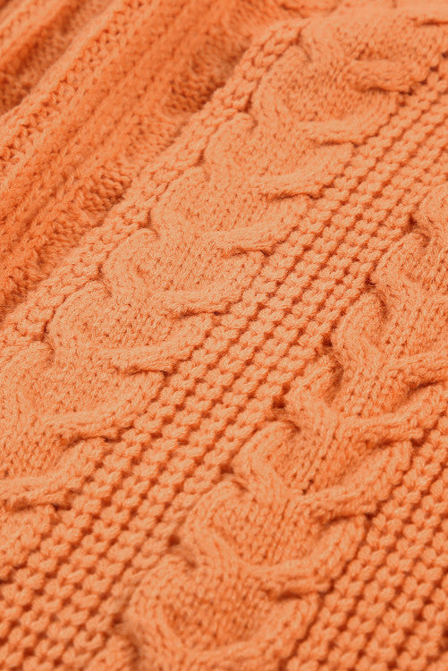 Pumpkin Orange Cable Knit Cardigan