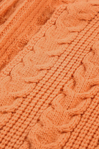 Orange Cable Knit Cardigan