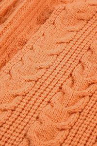 Pumpkin Orange Cable Knit Cardigan