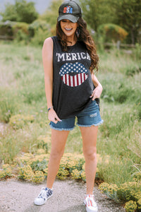 ’Merica Flag Lips Cut Out Back Sleeveless Top