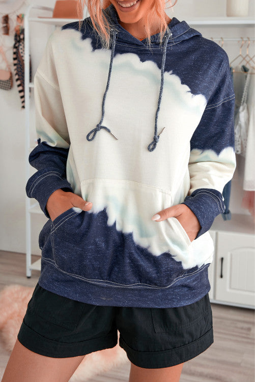 Navy/Cream Tie Dye Hooded Sweatshirt