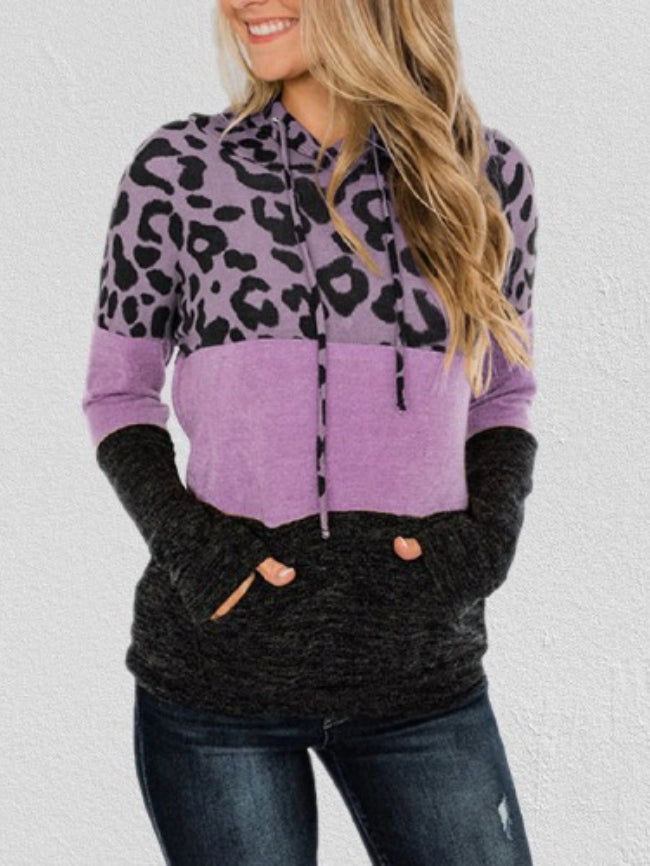 Purple Leopard Print Lightweight Hoodie