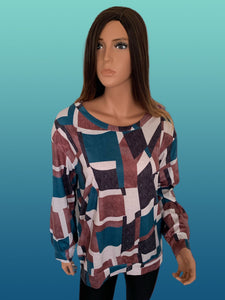 Festive Fall Geometric Print Round Neck Shirt