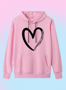 Pink Heart Print Lightweight Hoodie
