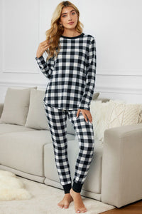 Black Plaid Pajama Lounge Set