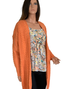 Orange Cable Knit Cardigan