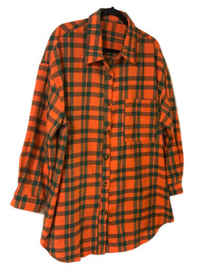 Green & Orange Plaid Curvy Size Button Up Shirt